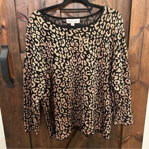 Philosophy Leopard Print Women's Blouse - Black and Tan